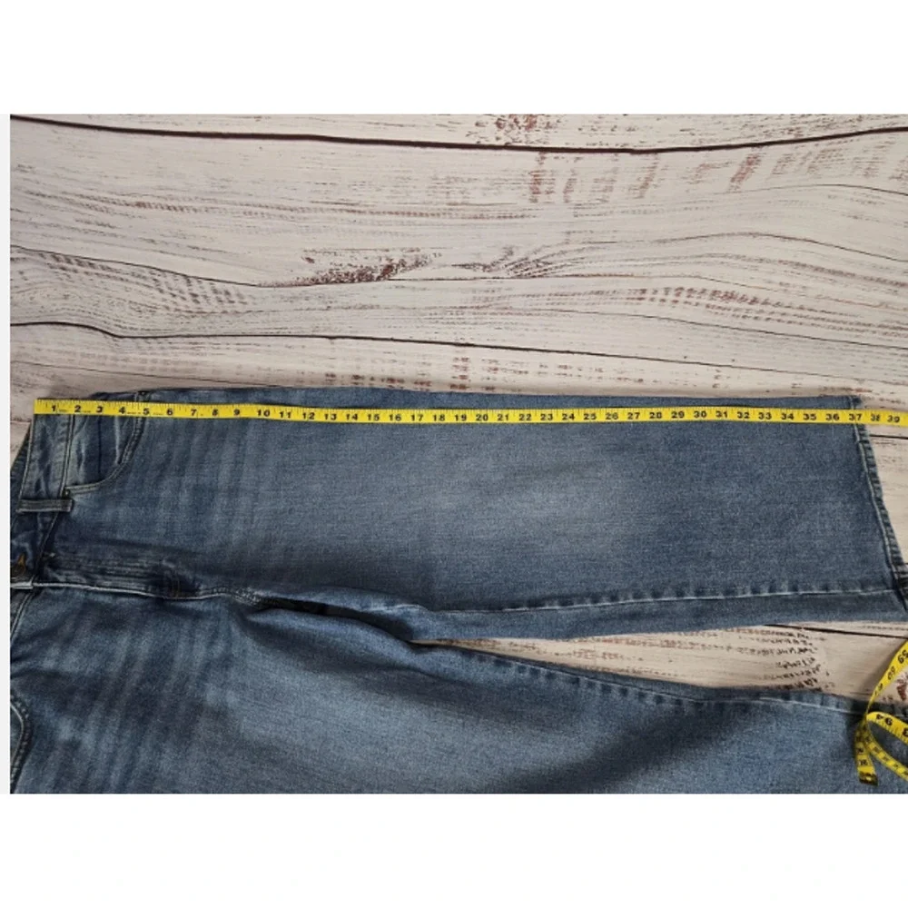 Desigual Women's Wide Leg Jeans US (12) High Waist Crop Med Rinse Preppy Boho